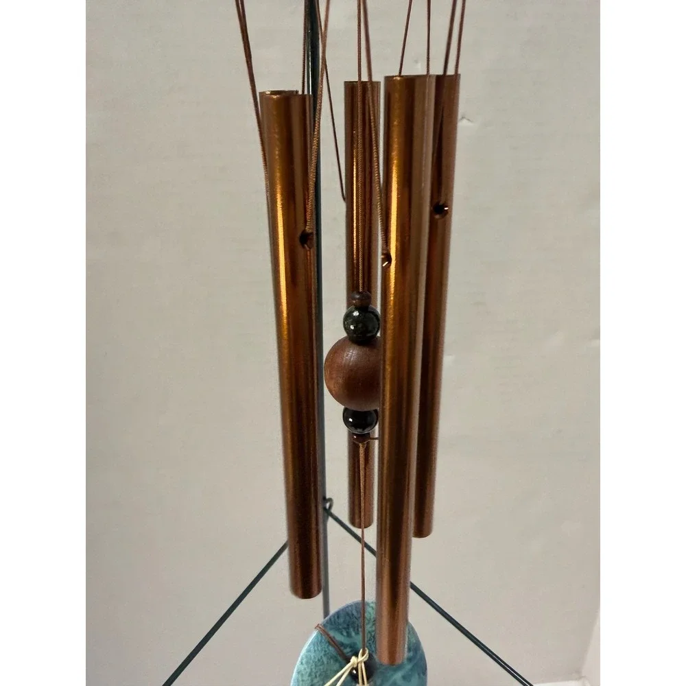 Woodstock Turquoise Chime Petite Bronze Tubes Wood Top Wind Chime WTBRN NEW